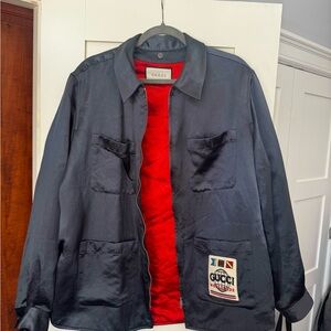 Gucci Men's Black Jacket with Red Lining